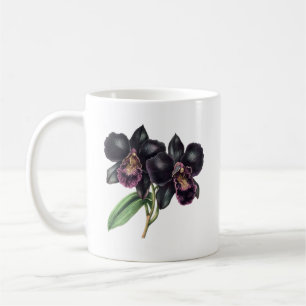 Trendig, klassisk och svart, orkidékaffe mugg