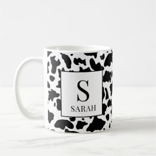 Trendig komönster Monogram Initial Namn Mugg