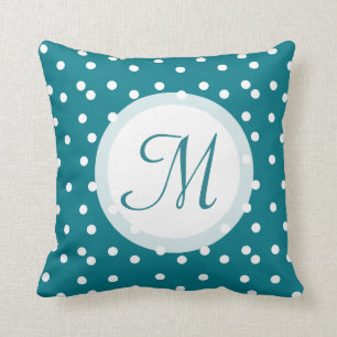 Trendig Konfetti punkter Monogrammad blå Grönt Kudde