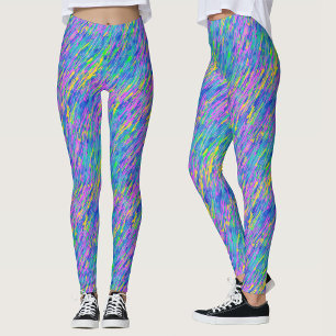 Trendig Konstnärlig Abstrakt Färgrik Regnbåge Måla Leggings