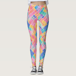 Trendig Konstnärlig Abstrakt Regnbåge Akvarellmöns Leggings