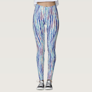 Trendig konstnärlig färgrik randig akvarellmönster leggings