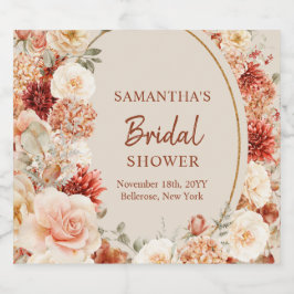 Trendig, kopparhydrangea och ro höst spritflaskor etikett