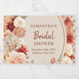 Trendig, kopparhydrangea och ro höst spritflaskor etikett