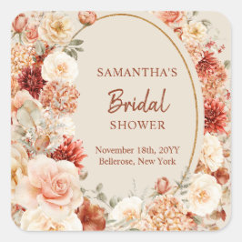 Trendig, kopparväte och ro höstdekal fyrkantigt klistermärke