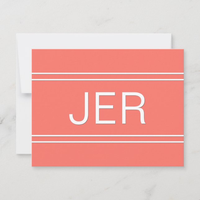 Trendig Korall Personlig Monogram Initialbokstav N Anteckningskort (Framsida)