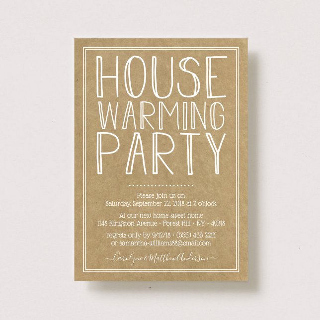 Trendig Kraft Typography Houseuppvärmning Party Inbjudningar (Skapare uppladdad)