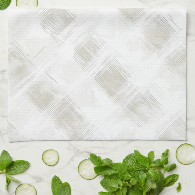 Trendig krämvit randig bröllopsdusch kökshandduk (Vikta)