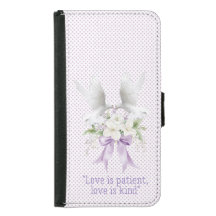 Trendig kristen mauve prickar duvor blomsterbukett