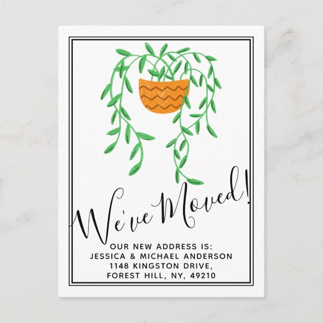 Trendig krukväxt för hemmet Nyinflytt Meddelande Vykort (Framsida)