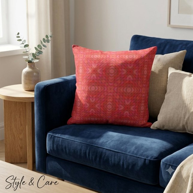 Trendig Kudd med Röda Trianglar Kudde (Trendy Throw Pillow Featuring Red Triangles)
