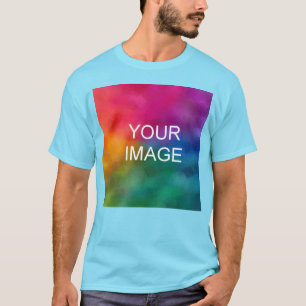 Trendig Lägg till bildens Logotyp, fotomall blå T Shirt