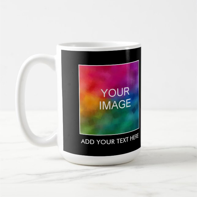 Trendig Lägg till bildfototext Logotyp Text Namn E Kaffemugg (Vänster)