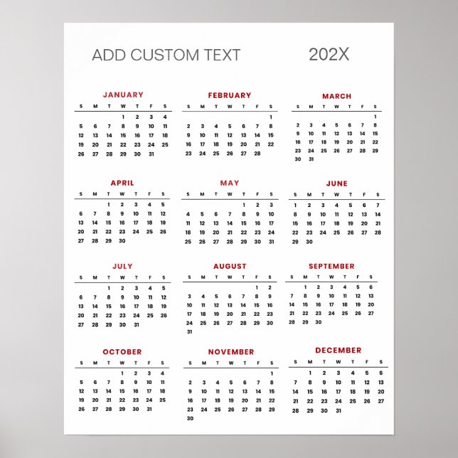 Trendig lägg till din egen anpassade text 2025 Kal Poster (Framsidan)