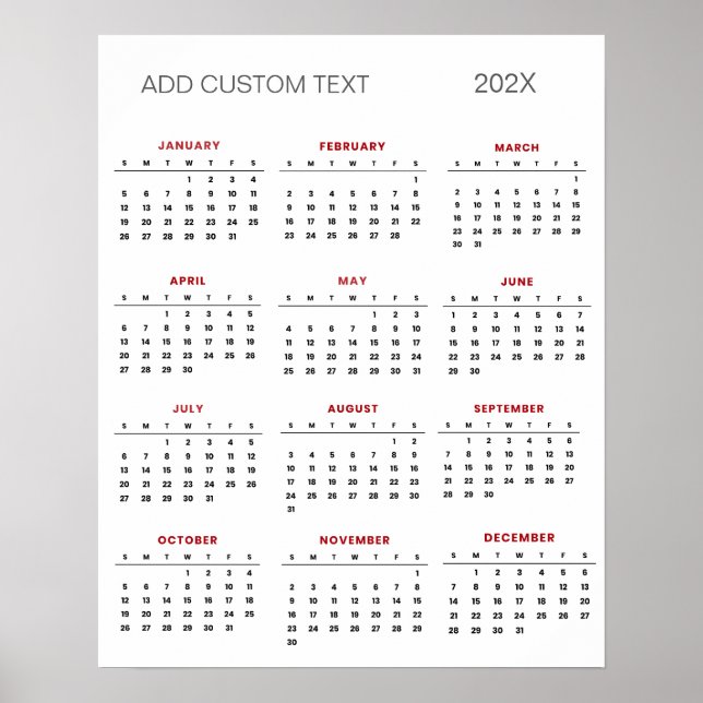 Trendig lägg till egen anpassad text 2025 Kalender Poster (Framsidan)