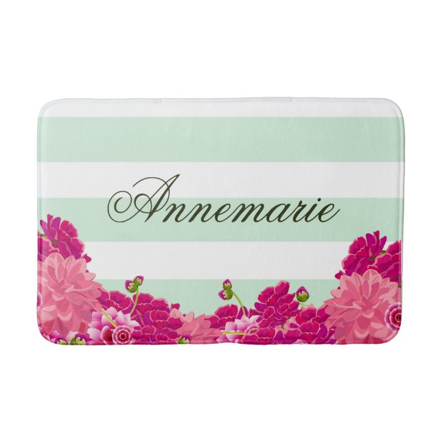 Trendig Land Chic Rosa Blommigt Bouquet Rand Badrumsmatta (Framsidan)