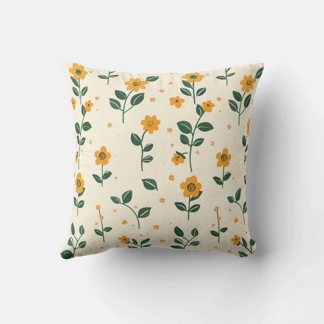 Trendig lantgårdsstil Stilig flickaktig blommig gr Kudde (Baksida)