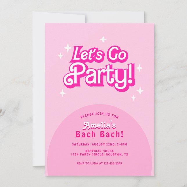 trendig Låt oss Go Party rosa bachelorette Party Inbjudningar (Framsida)