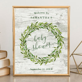 Trendig Laurel WandeGreenery Baby Shower Välkommen Poster