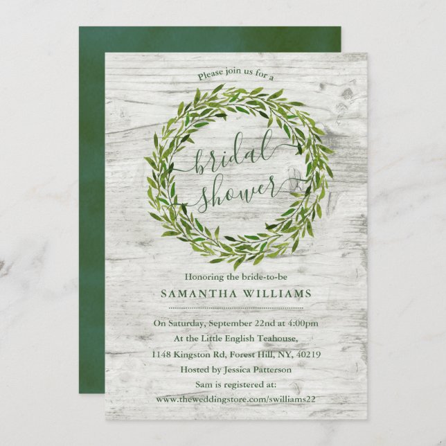 Trendig Laurel WandeGreenery Möhippa Inbjudningar (Fram/baksida)