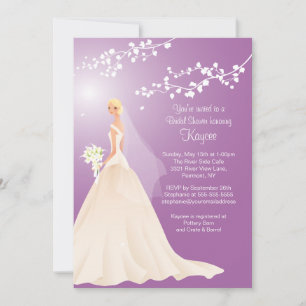 Trendig Lavender BLONDE Bride Möhippa Inbjudan