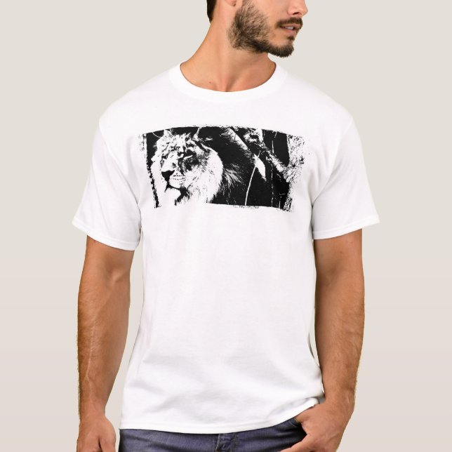 Trendig Lejonmall Vit Färg Modern Elegant T Shirt (Framsida)