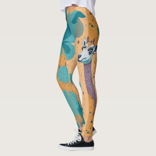 Trendig lekfull färgrik giraff vild savann safari  leggings