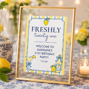 Trendig Lemon Freshly 21 Födelsedags Välkomstskylt Poster