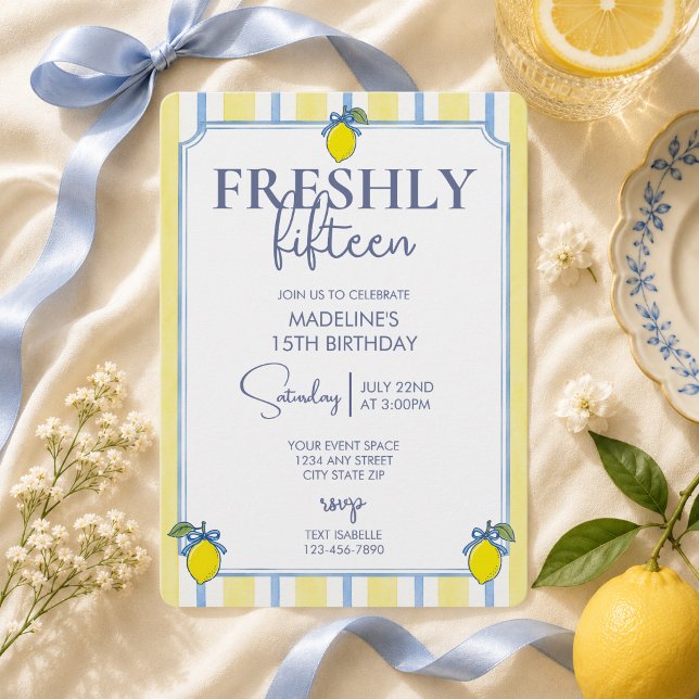 Trendig Lemon Freshly Femton 15-årsdag Inbjudningar (Skapare uppladdad)