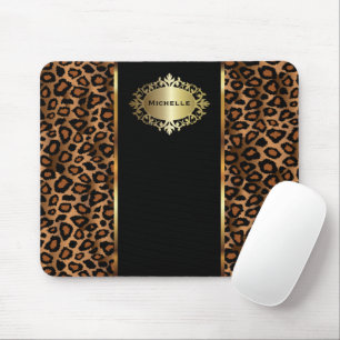 Trendig Leopard Animal Print med Guld-accenter Musmatta