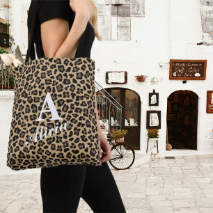 Trendig Leopard Anpassningsbar Monogram & Namn Tygkasse