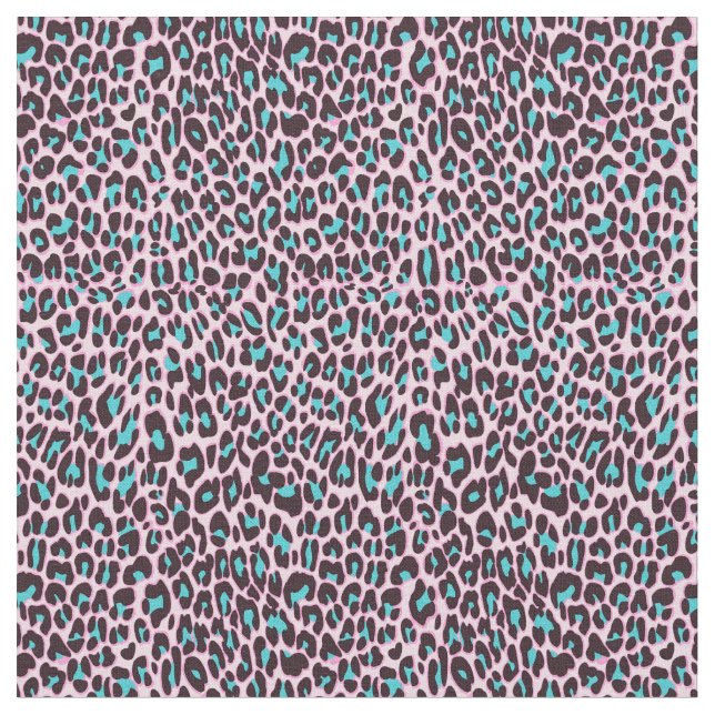 Trendig Leopard/Cheetah Rosa Teal Mönster Fabric Tyg (Närbild)