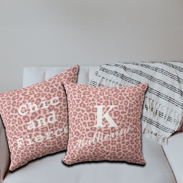 Trendig Leopard Print Anpassningsbar Monogram & Na Kudde