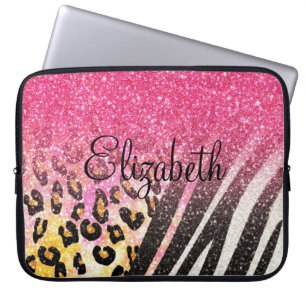 Trendig leopard print, fantastisk, zebra ränder laptop fodral