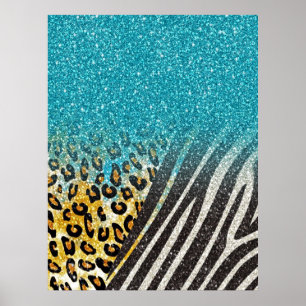 trendig leopard print, fantastisk, zebra ränder poster