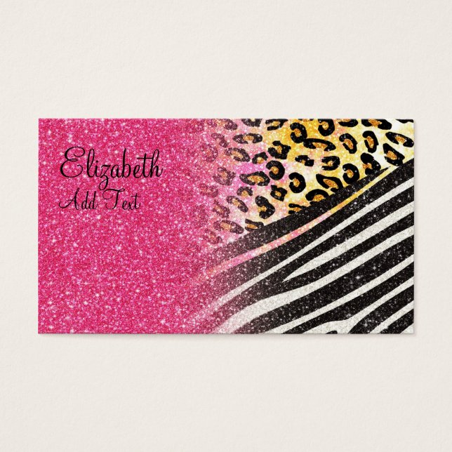 trendig leopard print, fantastisk, zebra ränder visitkort (Framsidan)