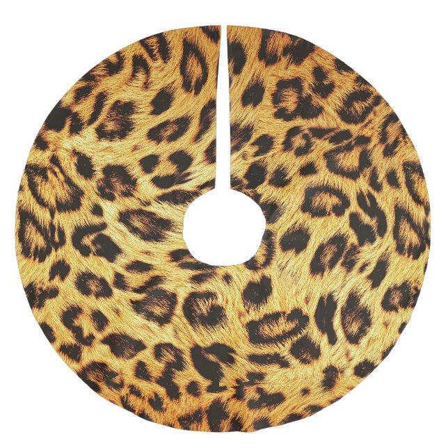 Trendig Leopard: Skin Design Mönster. Julgransmatta Borstad Polyester (Framsidan)