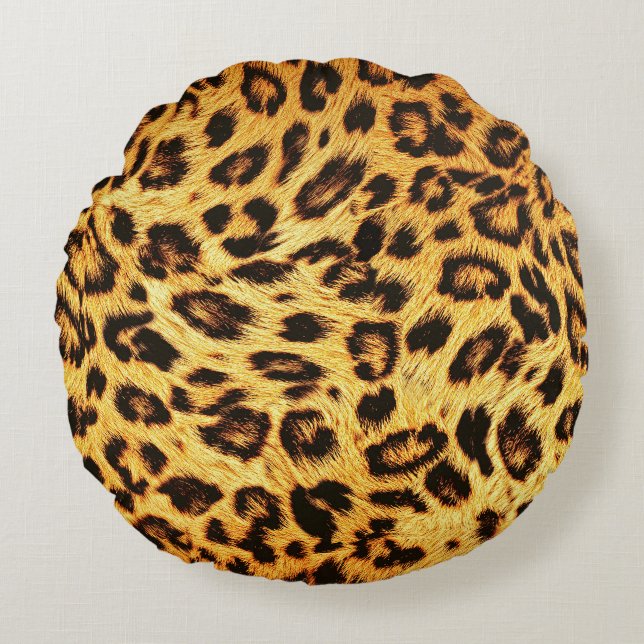 Trendig Leopard: Skin Design Mönster. Rund Kudde (Framsidan)