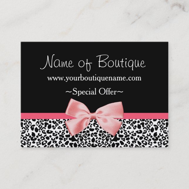 Trendig Leopard Skriv ut Rosa Ribbon Rcount Coupon Rabattkort (Framsida)