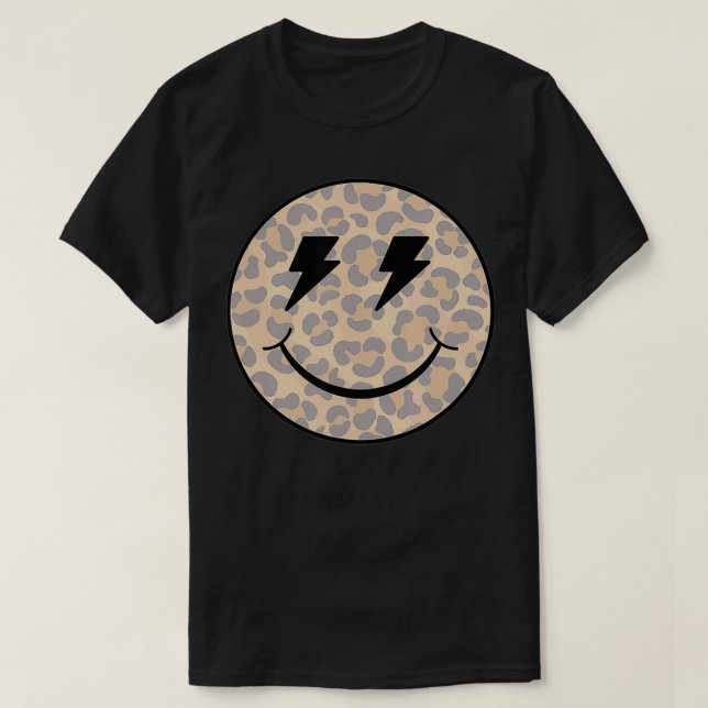 Trendig Leopard Smiley face Lighämt Bolt T Shirt (Design framsida)
