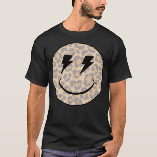 Trendig Leopard Smiley face Lighämt Bolt T Shirt