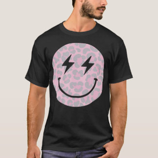 Trendig Leopard Smiley face Lighämt Bolt  T Shirt