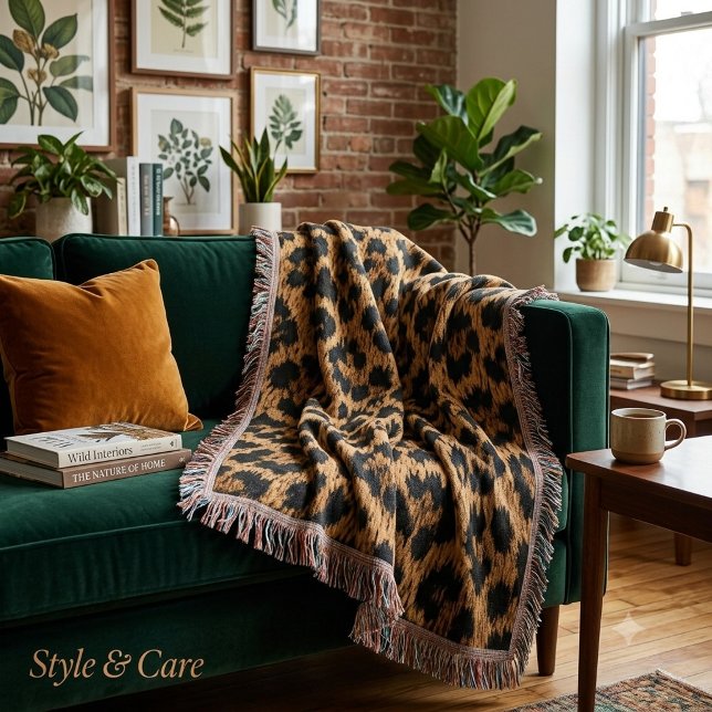 Trendig Leopardsmönster Mjuk Kastfilt för Hemmet Filt (Trendy Leopard Pattern Soft Throw Blanket Home)