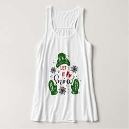 Trendig 'Let It Snow' julcitat t-shirt Linne Med Racerback