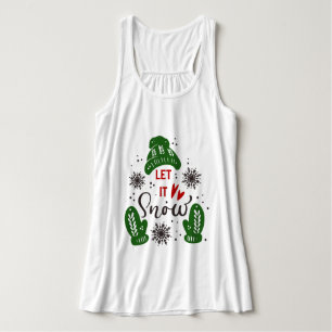 Trendig 'Let It Snow' julcitat t-shirt Linne Med Racerback