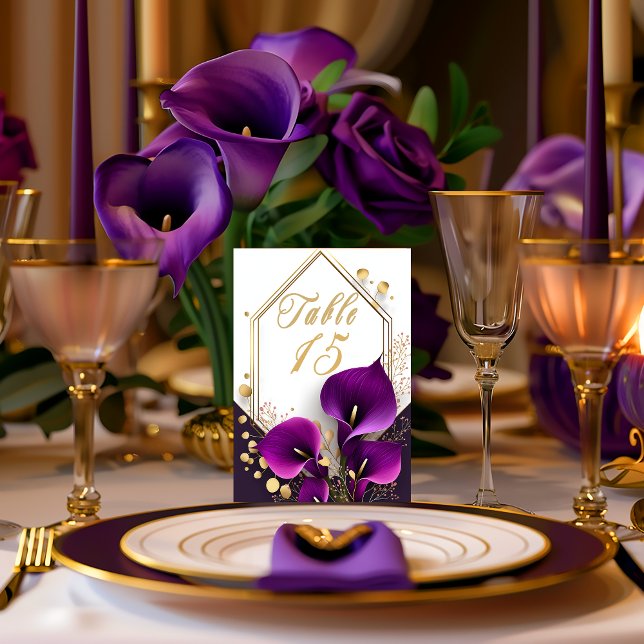 Trendig Lila Calla Lily Bordsnummer (Stylish Purple Calla Lily Wedding Table Number )