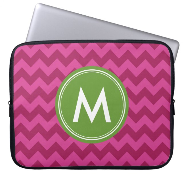 Trendig Lila Chevron Personalize Monogram Laptop Sleeve (Framsidan)