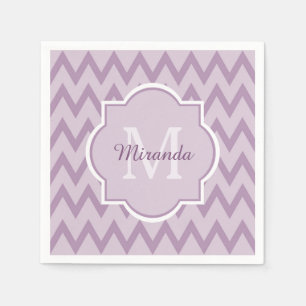 Trendig lila chevron sicksack namne- och monogram pappersservett
