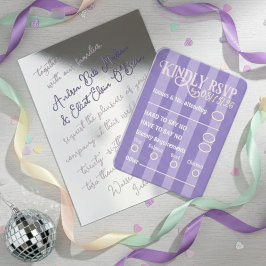 Trendig lila Disco Bröllop RSVP Inkluderingskort Tilläggskort