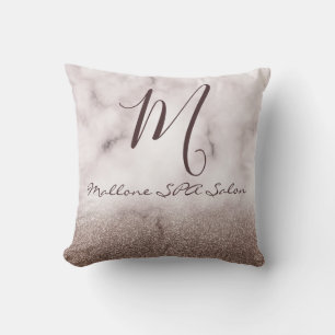 Trendig Lila Glittery Elegant Monogram SPA Salon Kudde